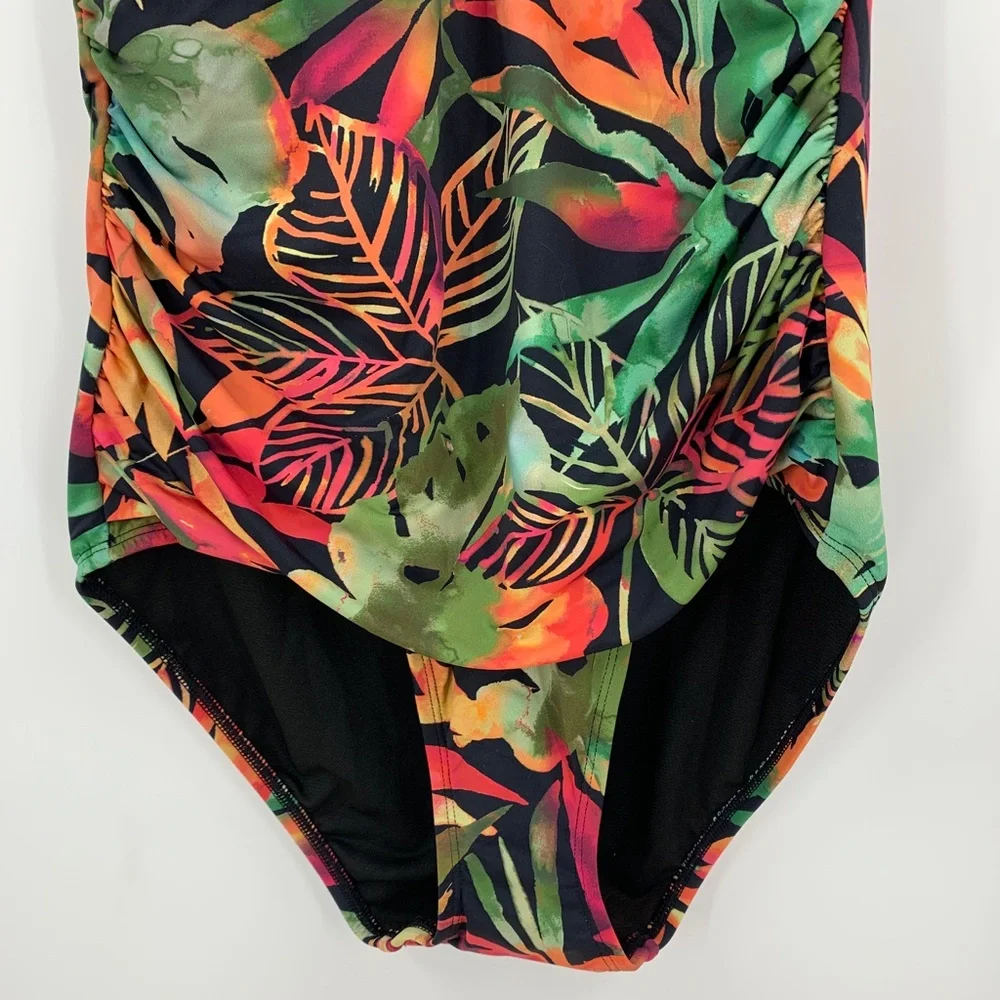 Lauren Ralph Lauren High-Neck Tummy Control One Piece in Midnight Tropic…